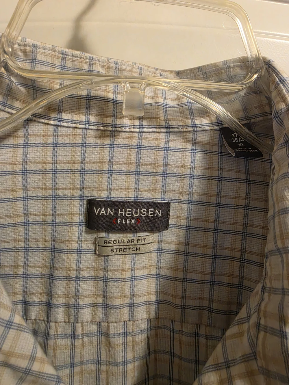 Van Heusen White and Light Blue Windowpane Dress Shirt - Picture 2 of 5